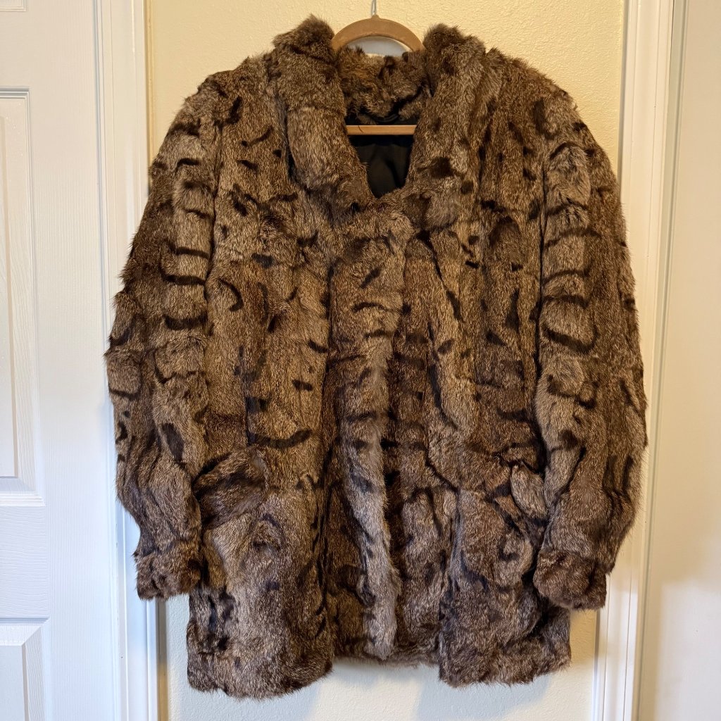 Vintage Echter Pelz Two Toned Brown Fur Coat Sz 44